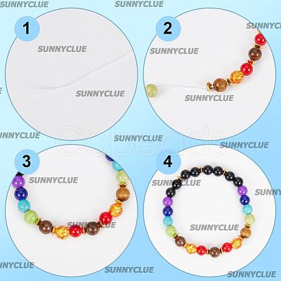 DIY DIY Natural & Synthetic Mixed Gemstone Round Beaded Stretch Bracelet Making Kit DIY-SC0024-65-1