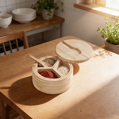 Bamboo Storage Containers with Lid AJEW-WH0609-793-1