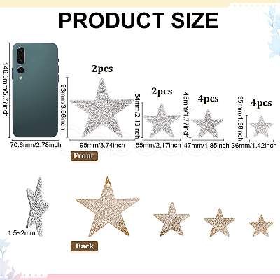 12Pcs 4 Styles Self Adhesive Rhinestone Appliques DIY-FG0008-27-1