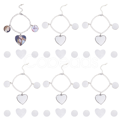 DIY Blank Heart Brass & Alloy Charm Bracelets Making Kit BJEW-DC00002-1