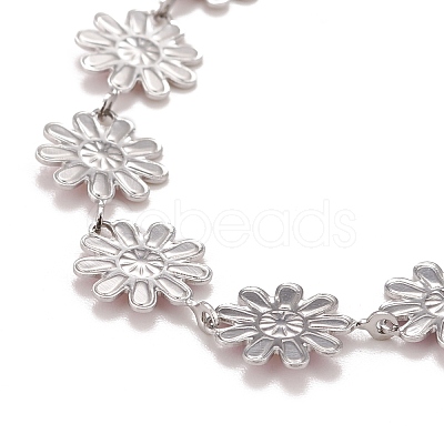Enamel Daisy Link Chain Necklace NJEW-P220-01P-03-1
