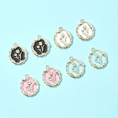 8Pcs 4 Colors Alloy Enamel Pandants ENAM-FS0002-22-1
