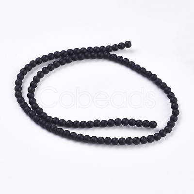 Synthetic Black Stone Bead Strands X-G-R345-4mm-38-1-1