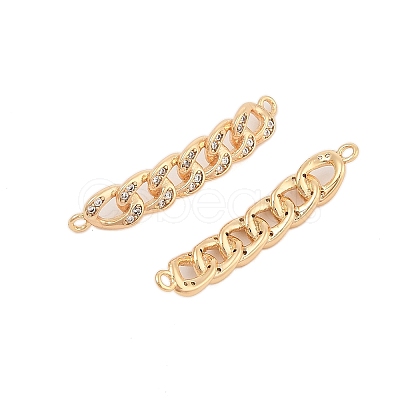 Brass Micro Pave Clear Cubic Zirconia Connector Charms KK-L223-016G-1