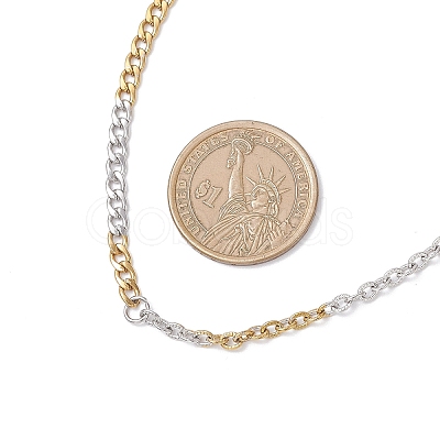 3Pcs 3 Styles Two Tone 304 Stainless Steel Curb Chain & Cable Chain Necklaces for Women Men NJEW-JN05568-1