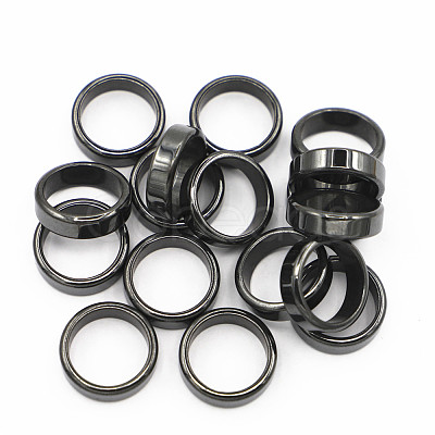 Non-Magnetic Synthetic Hematite Plain Band Ring FIND-PW0021-11F-1