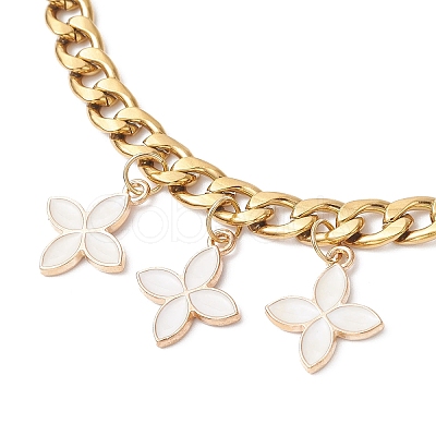 Alloy Enamel Flower Charm 304 Stainless Steel Cuban Link Chain Bag Decorative Chains FIND-JF00160-01-1
