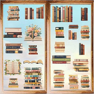 8Pcs 8 Styles Rectangle Plastic Window Stickers DIY-WH20015-018-1