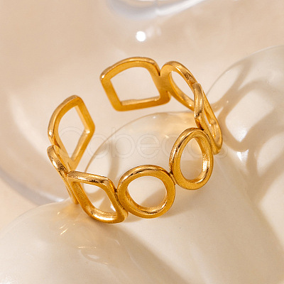 201 Stainless Steel Oval Link Chain Cuff Rings FS-WG16057-27-1