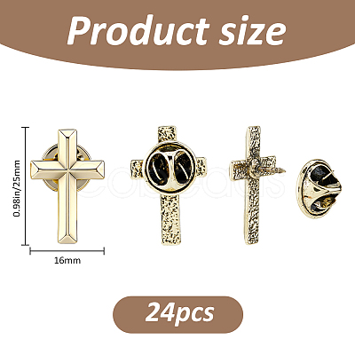 24Pcs Cross Alloy Lapel Pin Backs for Backpack Clothes JEWB-FH0002-99A-1