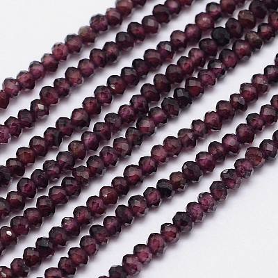 Faceted Rondelle Natural Garnet Bead Strands G-I156-08-1