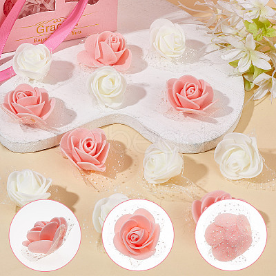 200Pcs 2 Colors 3D Foam Rose Ornament Accessories DIY-CP0008-67-1