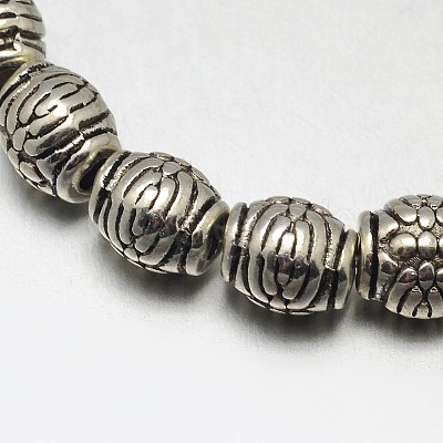 Tibetan Style Drum Alloy Bead Strands TIBEB-O007-11-NR-1