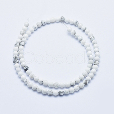 Natural Howlite Beads Strands X-G-P353-01-4mm-1