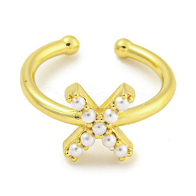 Rack Plating Brass Open Cuff Rings for Women RJEW-F162-01G-X-1