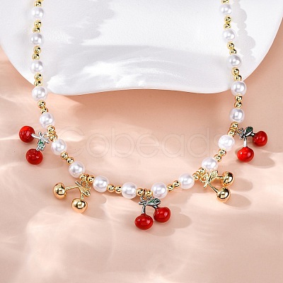 Brass Micro Pave Clear Cubic Zirconia Beaded Necklaces NJEW-Z059-04G-04-1