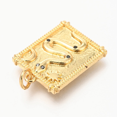 Brass Micro Pave Clear Cubic Zirconia Charms ZIRC-O036-20G-1