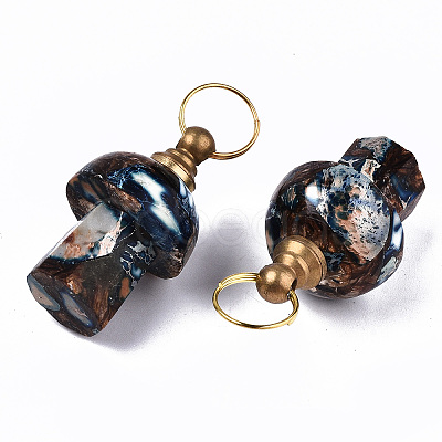 Assembled Synthetic Bronzite and Imperial Jasper Openable Perfume Bottle Pendants LS-G-S366-057F-1