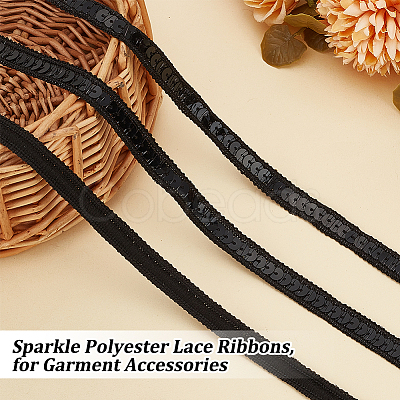 Sparkle Polyester Lace Ribbons OCOR-WH0090-67D-1