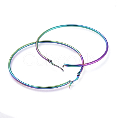 304 Stainless Steel Big Hoop Earrings EJEW-G260-02G-M-1
