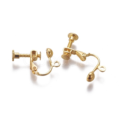 Rack Plated Brass Screw Clip-on Earring Findings X-KK-P169-04G-1