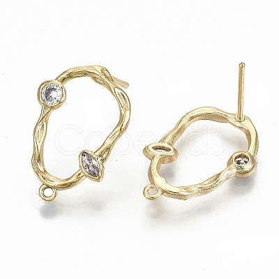 Brass Micro Pave Clear Cubic Zirconia Stud Earring Findings LS-KK-T062-48G-NF-1