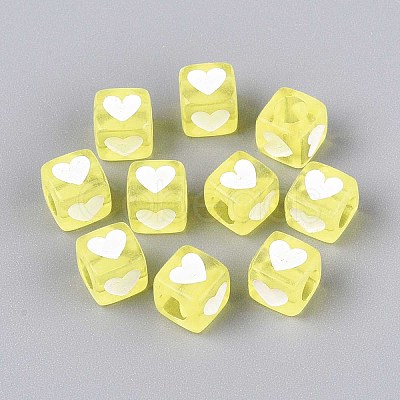 Spray Painted Transparent Acrylic Beads OACR-N140-02F-1