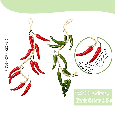 2Pcs 2 Colors Foam Simulated Chili Hanging Decorations AJEW-GF0009-60-1