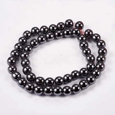Non-Magnetic Synthetic Hematite Beads Strands G-H1624-8mm-1-1