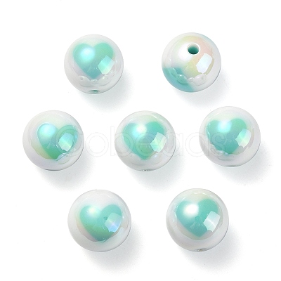 UV Plating Rainbow Iridescent Acrylic Beads OACR-F004-09F-1