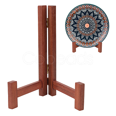 Folding Wooden Tea Block Display Holder ODIS-WH0086-179-1