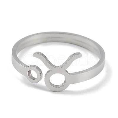 Non-Tarnish Constellations 304 Stainless Steel Open Cuff Ring for Women RJEW-L122-001P-06-1