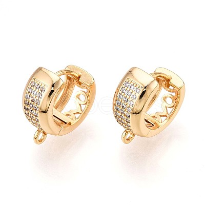 Brass Micro Pave Cubic Zirconia Hoop Earring Finding KK-N261-49G-1