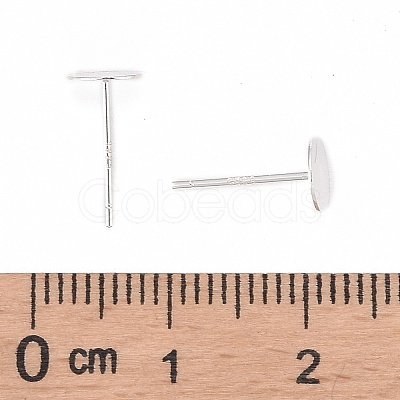 925 Sterling Silver Round Flat Pad Stud Earring Findings STER-T002-201S-1
