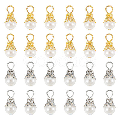 100Pcs 2 Colors Round Imitation Pearl Acrylic Pendants PALLOY-TA00292-1