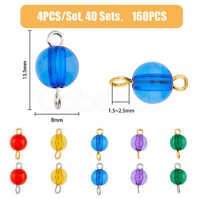 40 Sets 2 Colors Acrylic Connector Charms PALLOY-FH0001-87-1