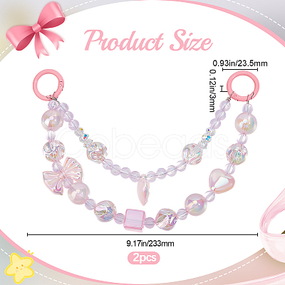 2Pcs Bowknot Heart Plastic Pendant Decorations DIY-BBC0002-28A-1