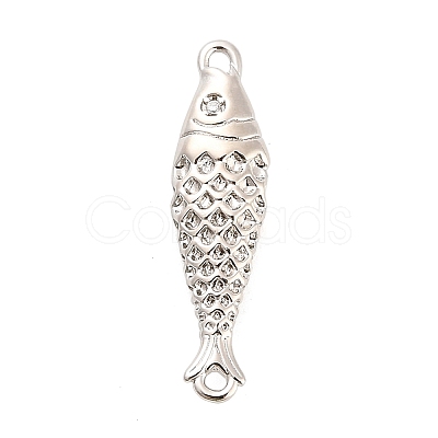 Brass Micro Pave Clear Cubic Zirconia Fish Connector Charms KK-H527-37P-1