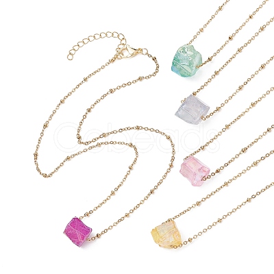 Dyed Natural Quartz Polygon Pendant Necklaces NJEW-JN04491-1