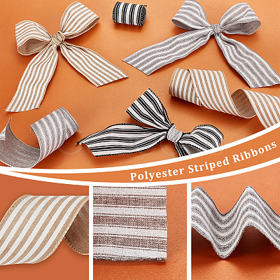 3 Rolls 3 Colors Polyester Striped Ribbons OCOR-GA0001-87-1