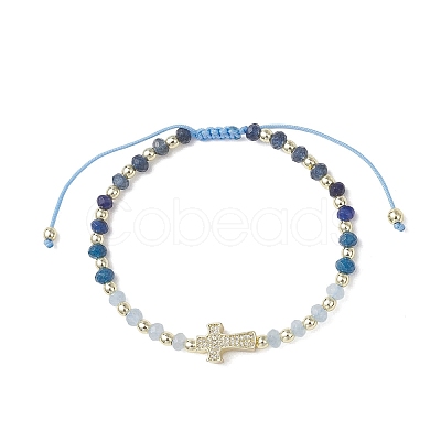 Dyed Natural Malaysia Jade Rondelle Beaded Braided Bead Bracelets BJEW-JB13395-02-1