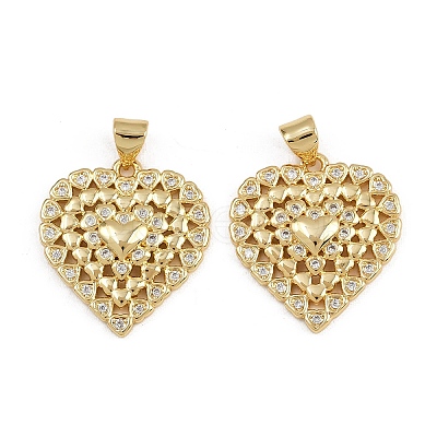 Brass Micro Pave Clear Cubic Zirconia Pendants ZIRC-I367-13G-12-1