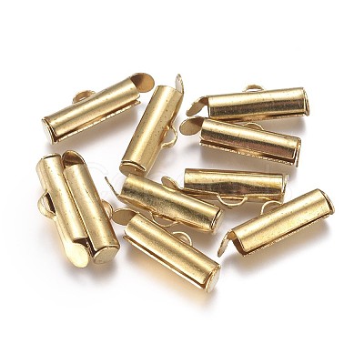 Brass Slide On End Clasp Tubes KK-TAC0003-04B-G-1
