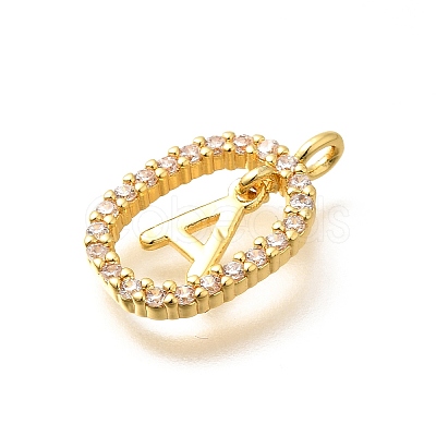 Brass Micro Pave Cubic Zirconia Pendants ZIRC-P123-01G-A01-1