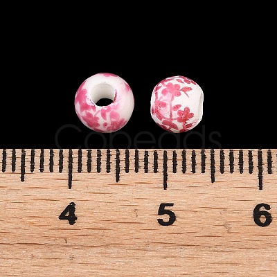 Floral Printed Porcelain Beads PORC-Q201-6mm-3-1