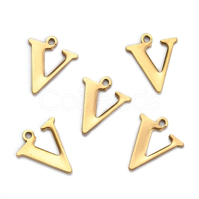 Ion Plating(IP) 304 Stainless Steel Alphabet Charms STAS-H122-V-G-1