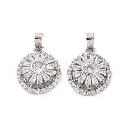 Brass Micro Pave Clear Cubic Zirconia Pendants KK-E068-VC301-1