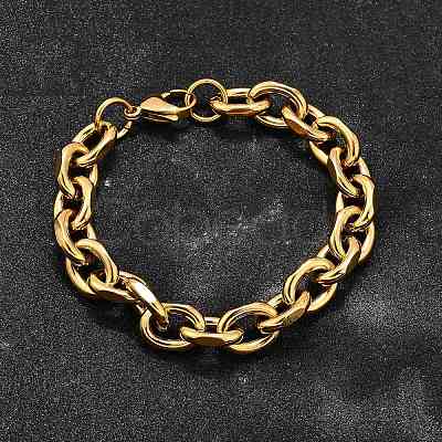 304 Stainless Steel Cable Chain Bracelets for Women BJEW-Q050-01D-G-1