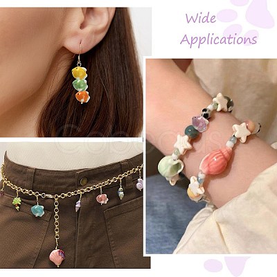 12Pcs 6 Colors Handmade Printed Porcelain Beads PORC-CJ0001-35-1