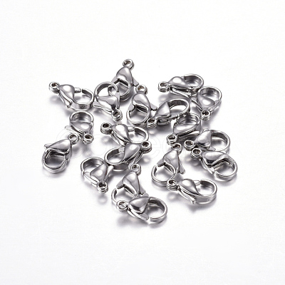 304 Stainless Steel Lobster Claw Clasps X-STAS-G035-B-1
